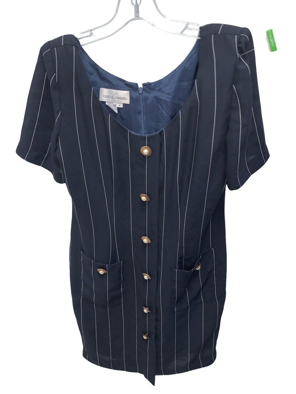 Vintage Casual Corner Navy Pinstriped Dress Size 4